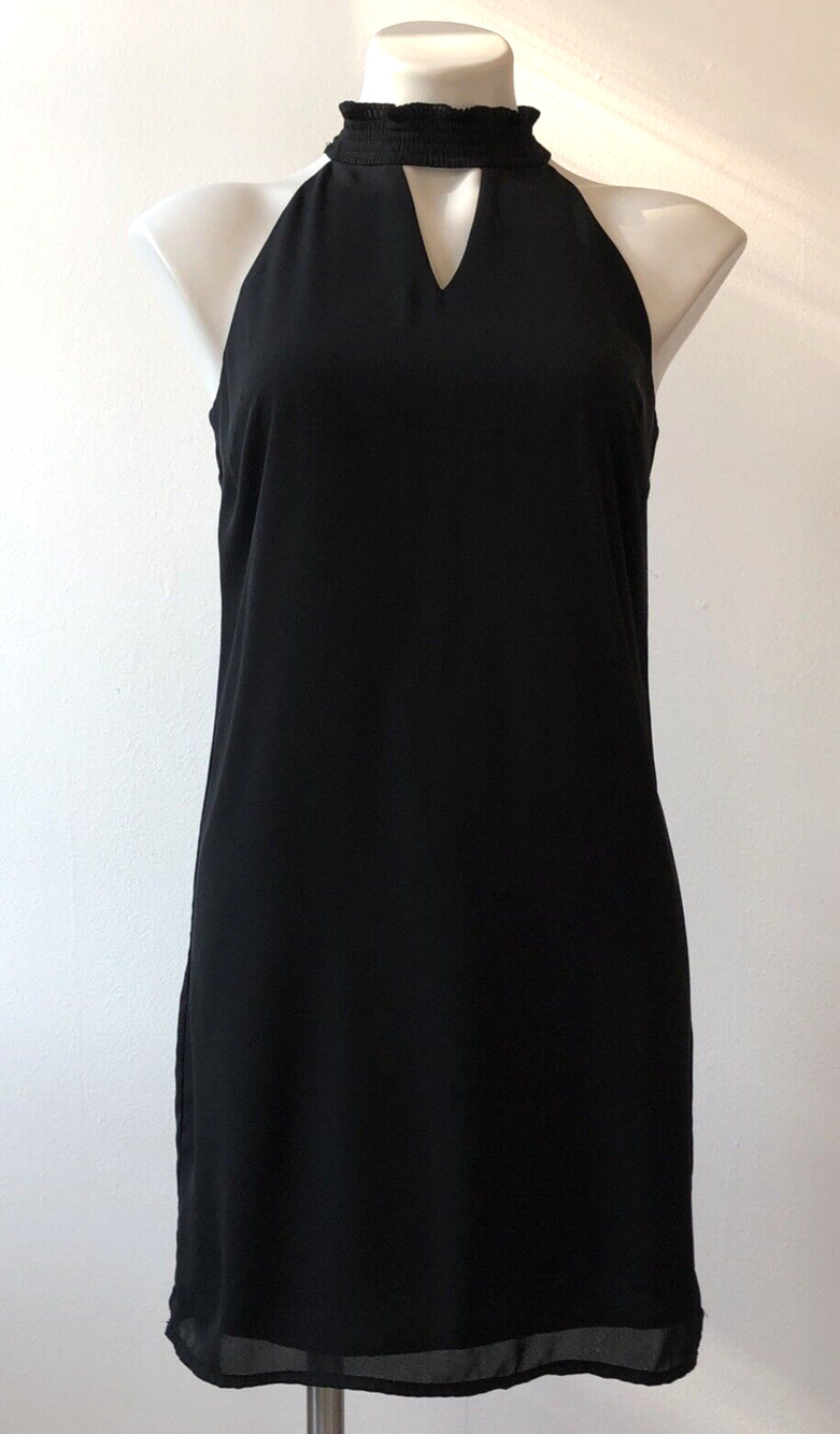 SKIES ARE BLUE Black Sleeveless Sheath Halterneck Lined Dress Size XS